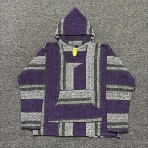 Iguana Jack purple grey striped poncho